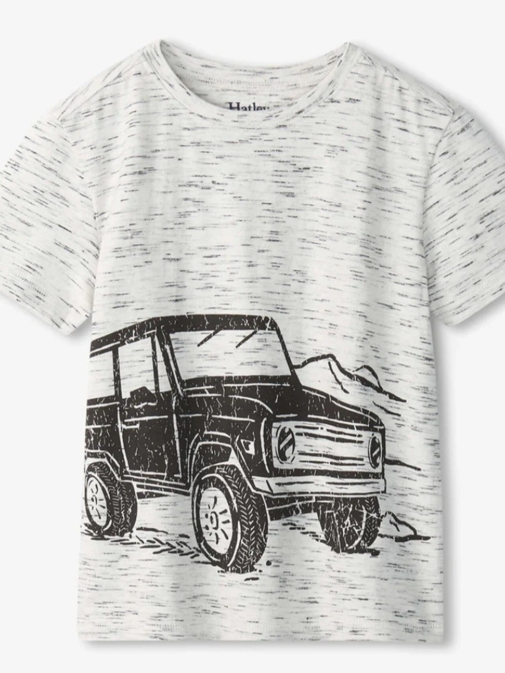 Hatley White Heather Tee with Black Jeep Graphic